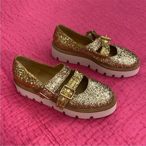Martin MargielaGold and Silver Glitter Mary Jane Shoes US75
